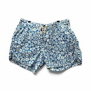 Chubbies Men's Floral Swim Shorts Blue White 5.5" Drawstring Pockets